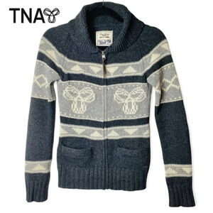 Aritzia TNA Lambswool  Knit Zip Up Sweater